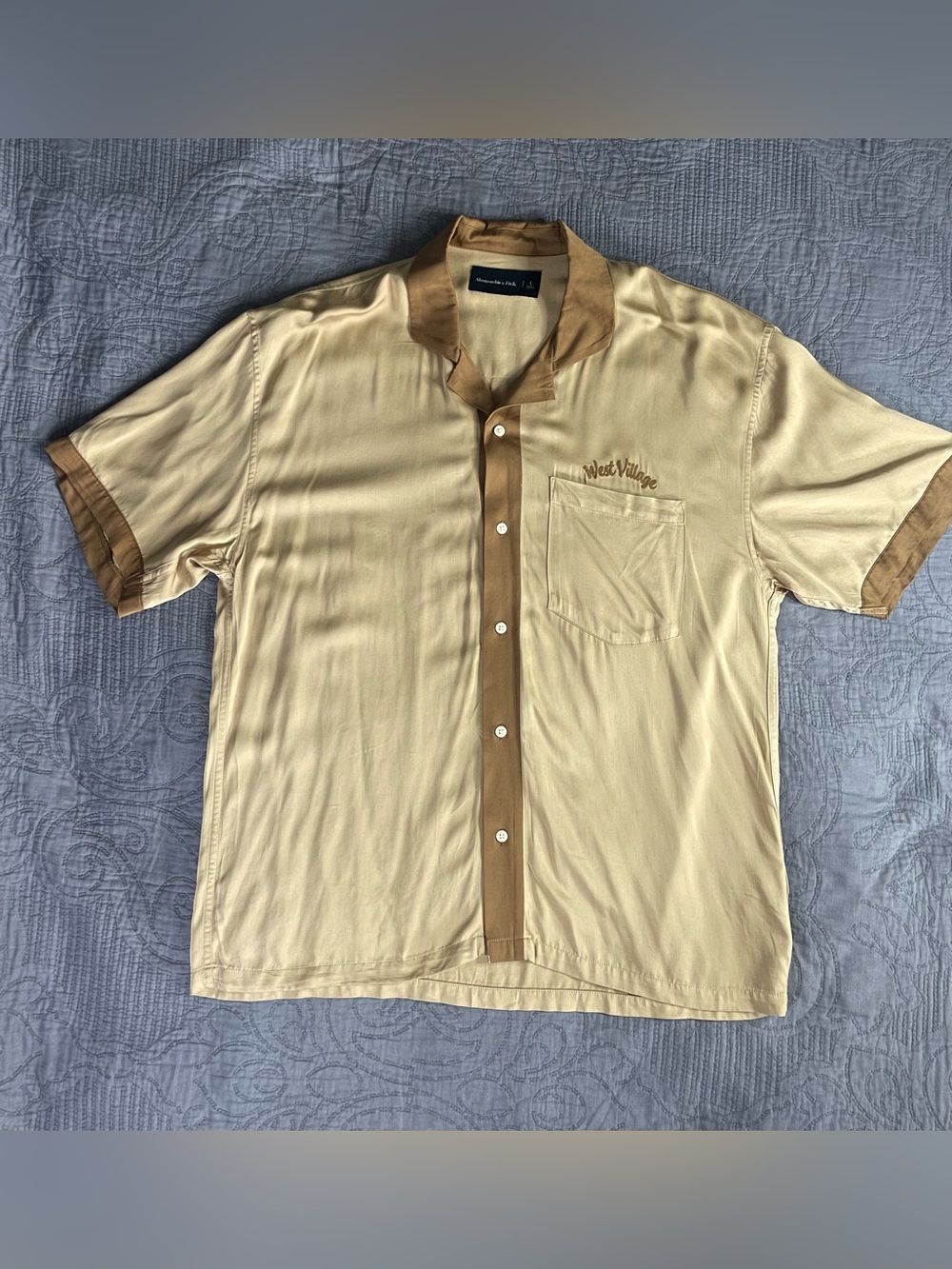 Abercrombie & Fitch Bowling Shirt West Village NYC Chain Stitch - Size: Large